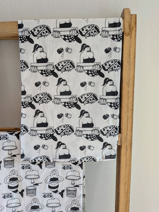 Hipster Mermaid kitchen tea towel