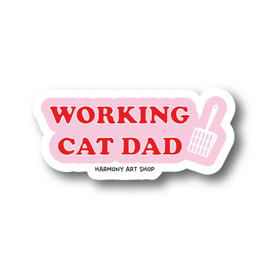 Working Cat Dad Poop Scoop Sticker